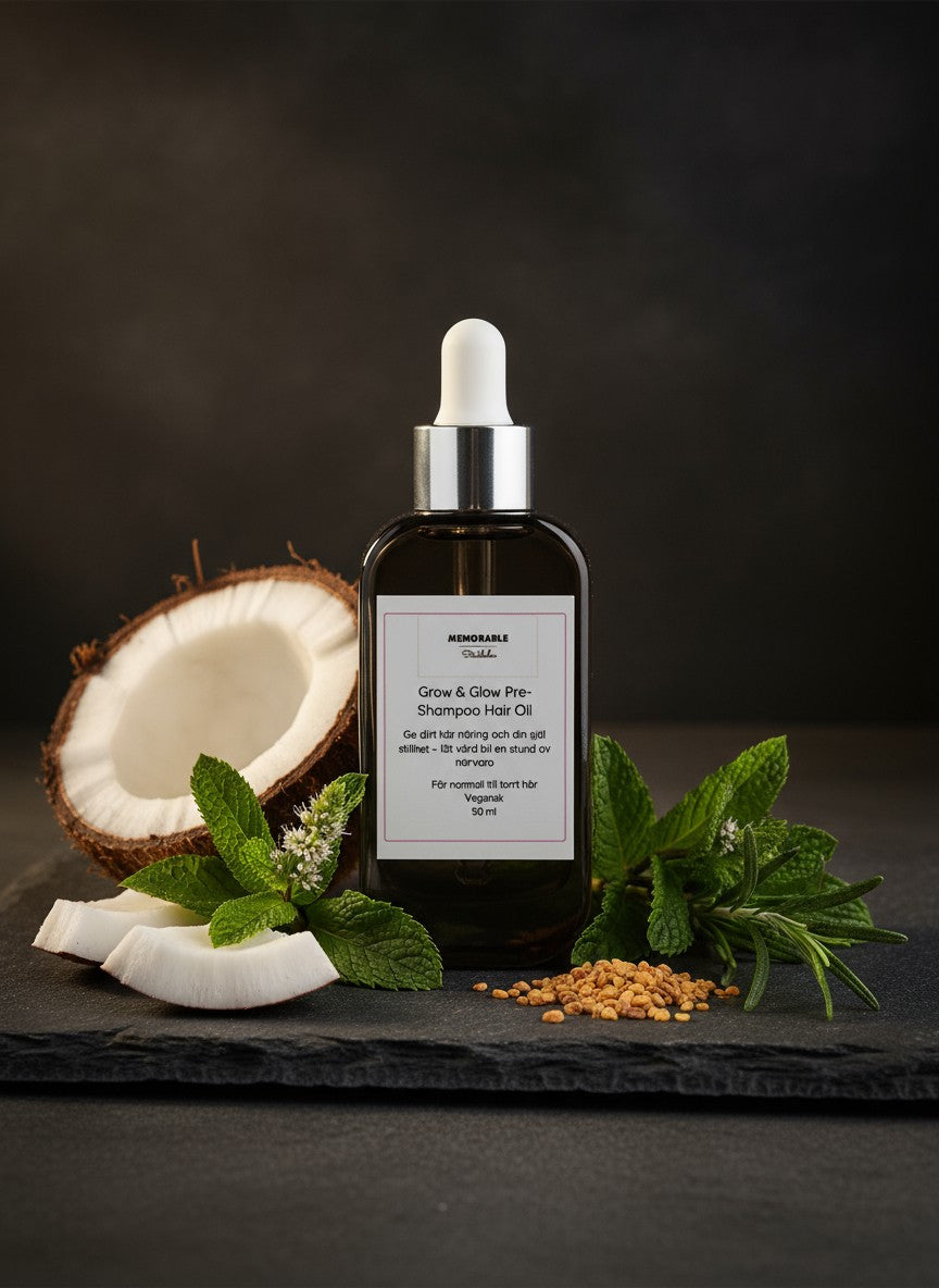 Vegansk Pre-Schampo Hårolja- Stärker, Stimulerar & Ger Glans