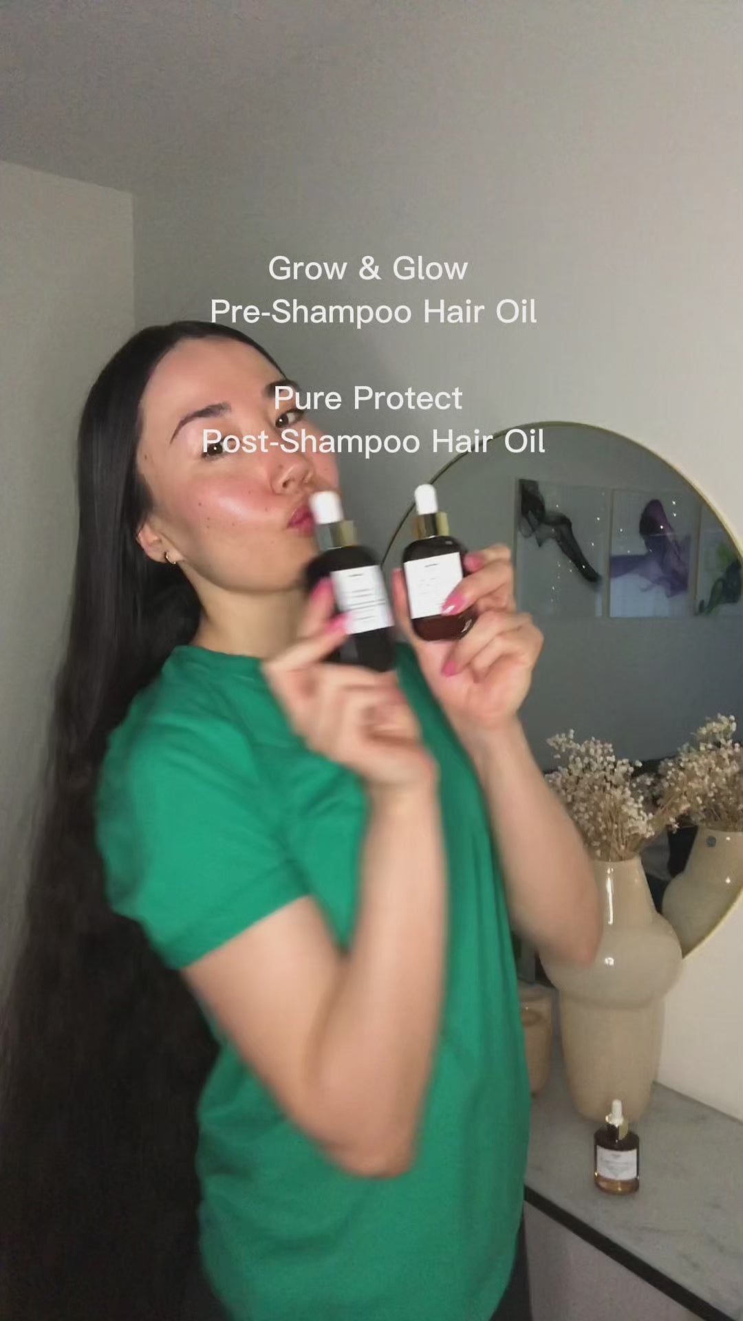  Grow & Glow Pre-  och Pure Protect Post-shampoo hair oil för hårväxt och glans
